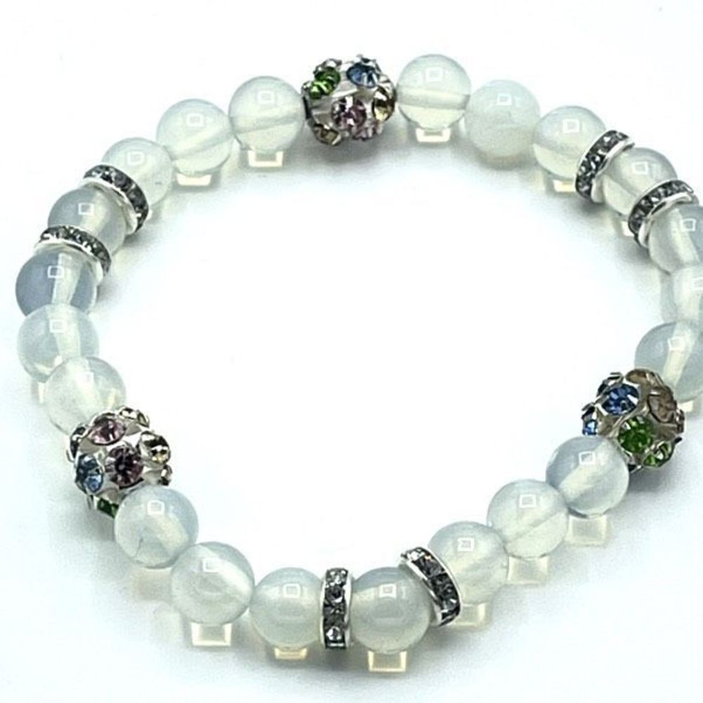 Crystal beaded stretch bracelet ONE NEW opalite reiki meditation yoga